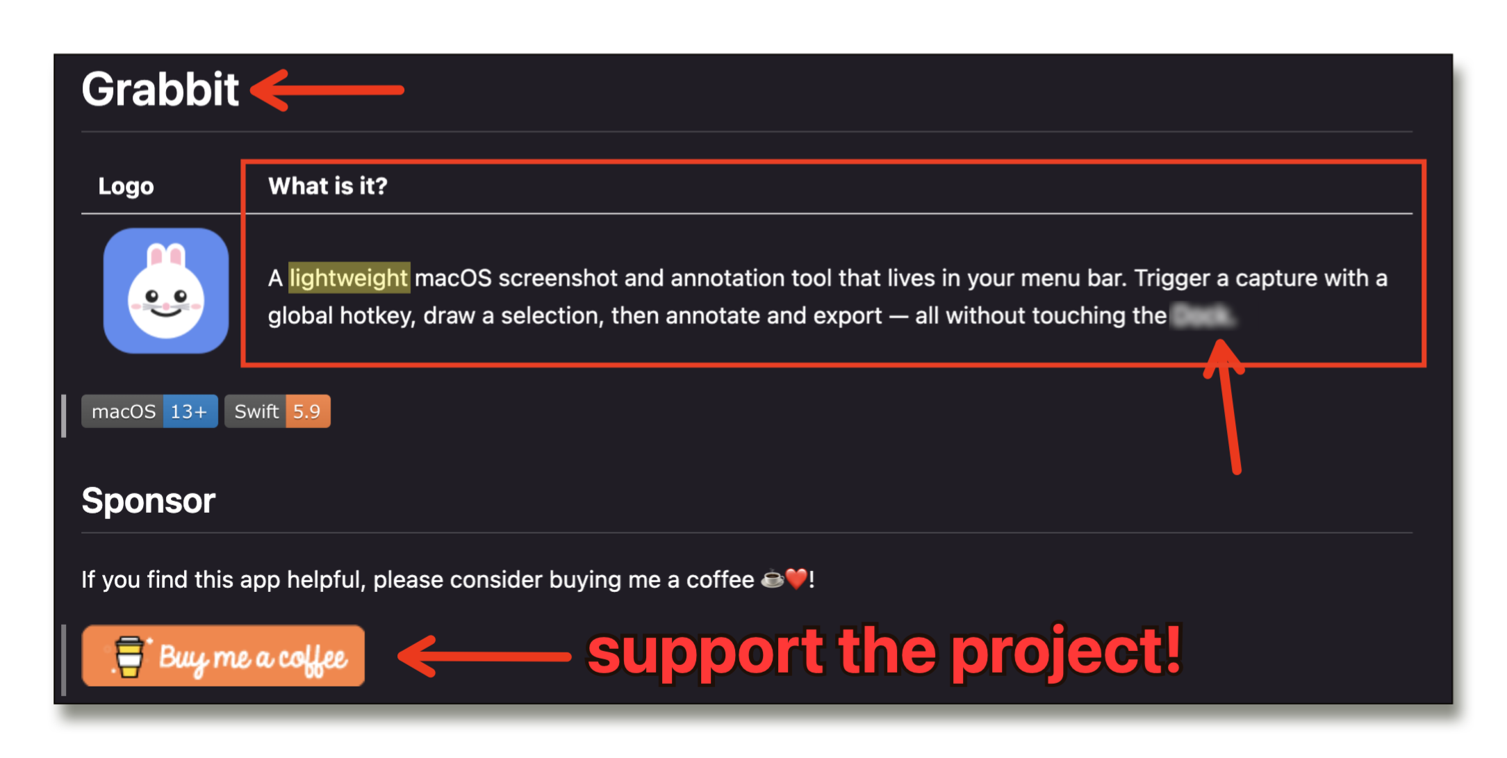 Grabbit in use annotating a GitHub page