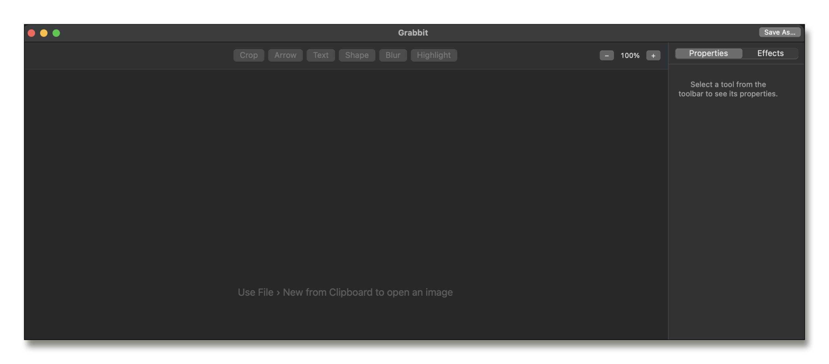 Grabbit empty editor state
